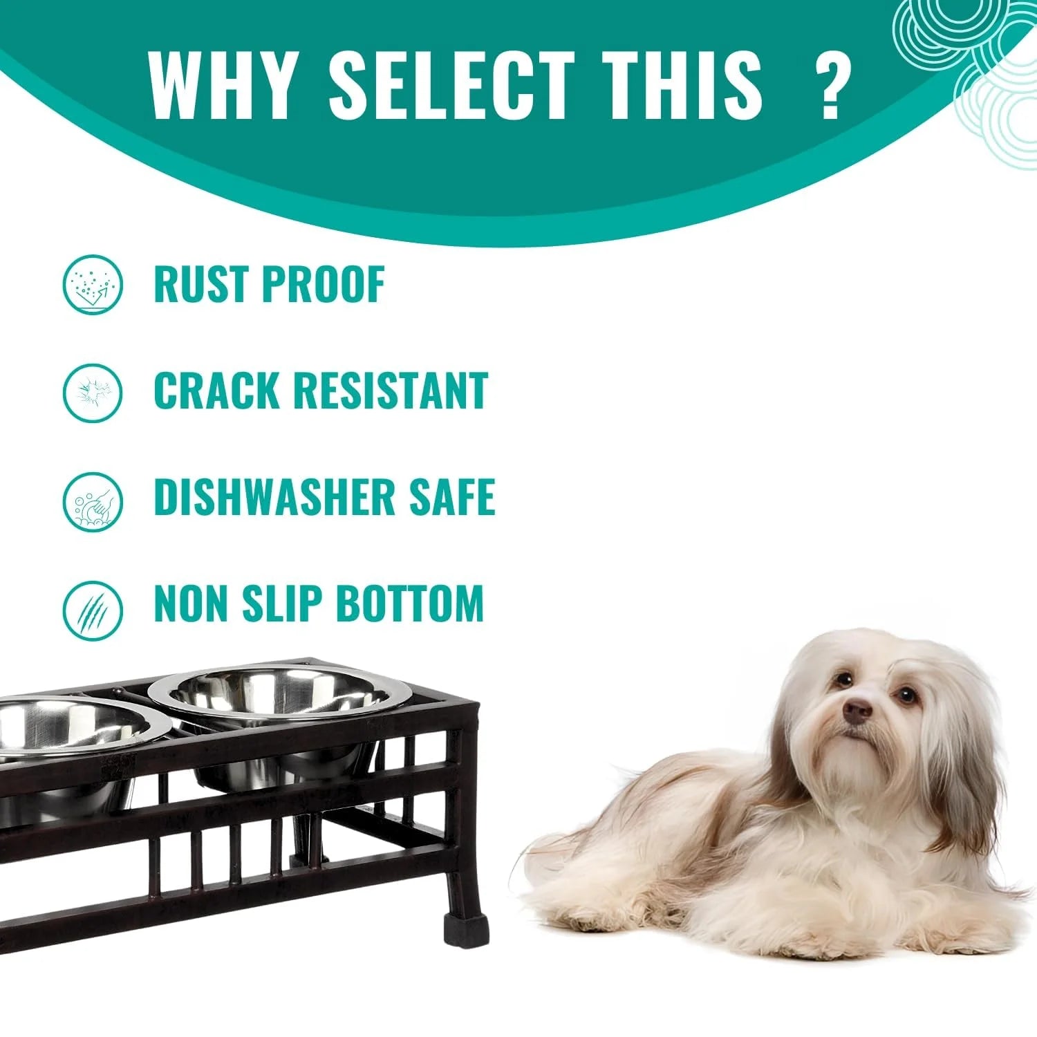 Pawington Wrought Iron Pet Bowl Stand for Dogs (350ml) - Black