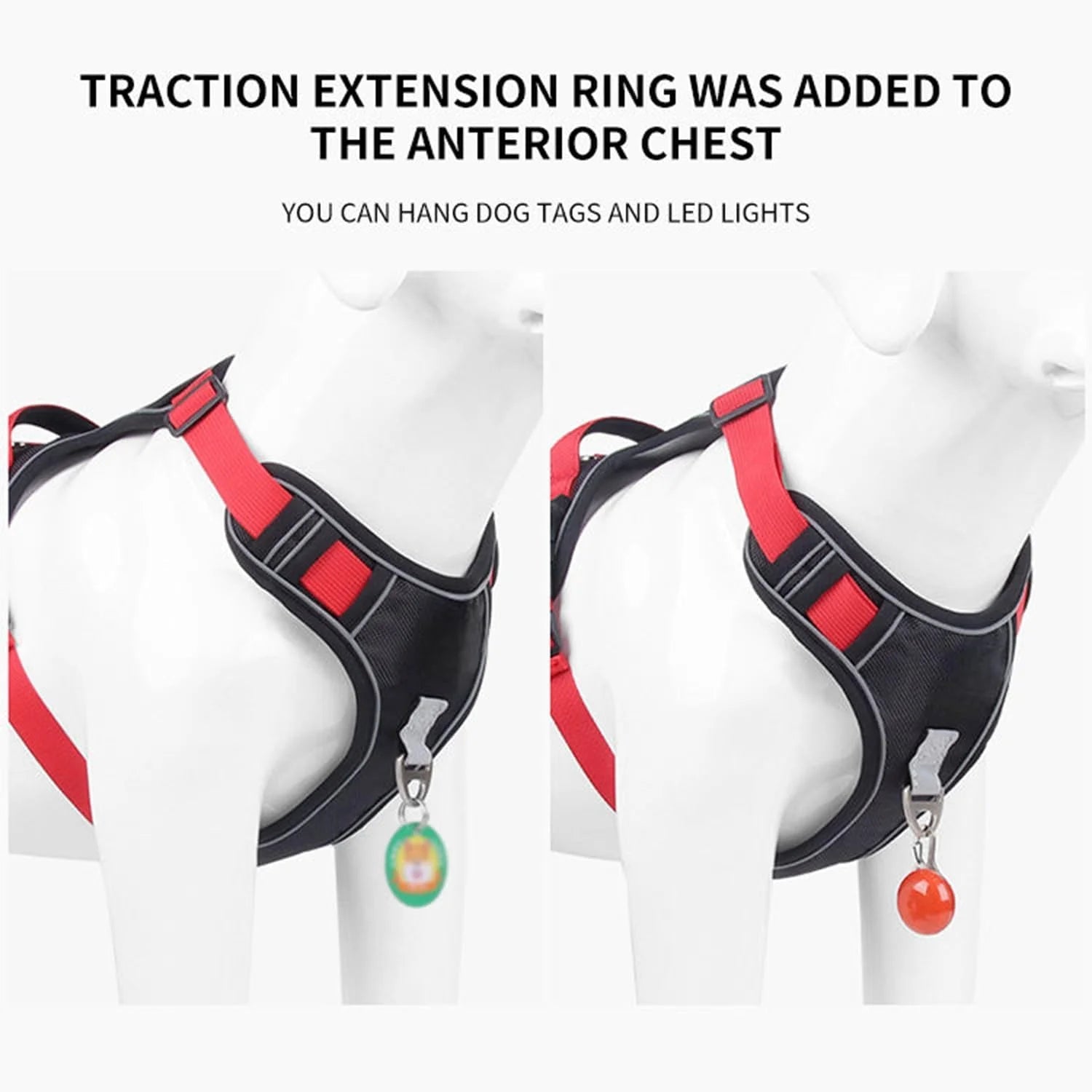 Pawington Reflective No Pull Dog Harness & Leash Set XL (22-45Kg) - Black/Red