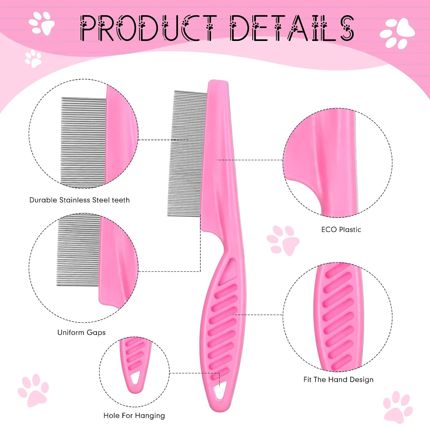 Fine-Tooth Pet Grooming Comb