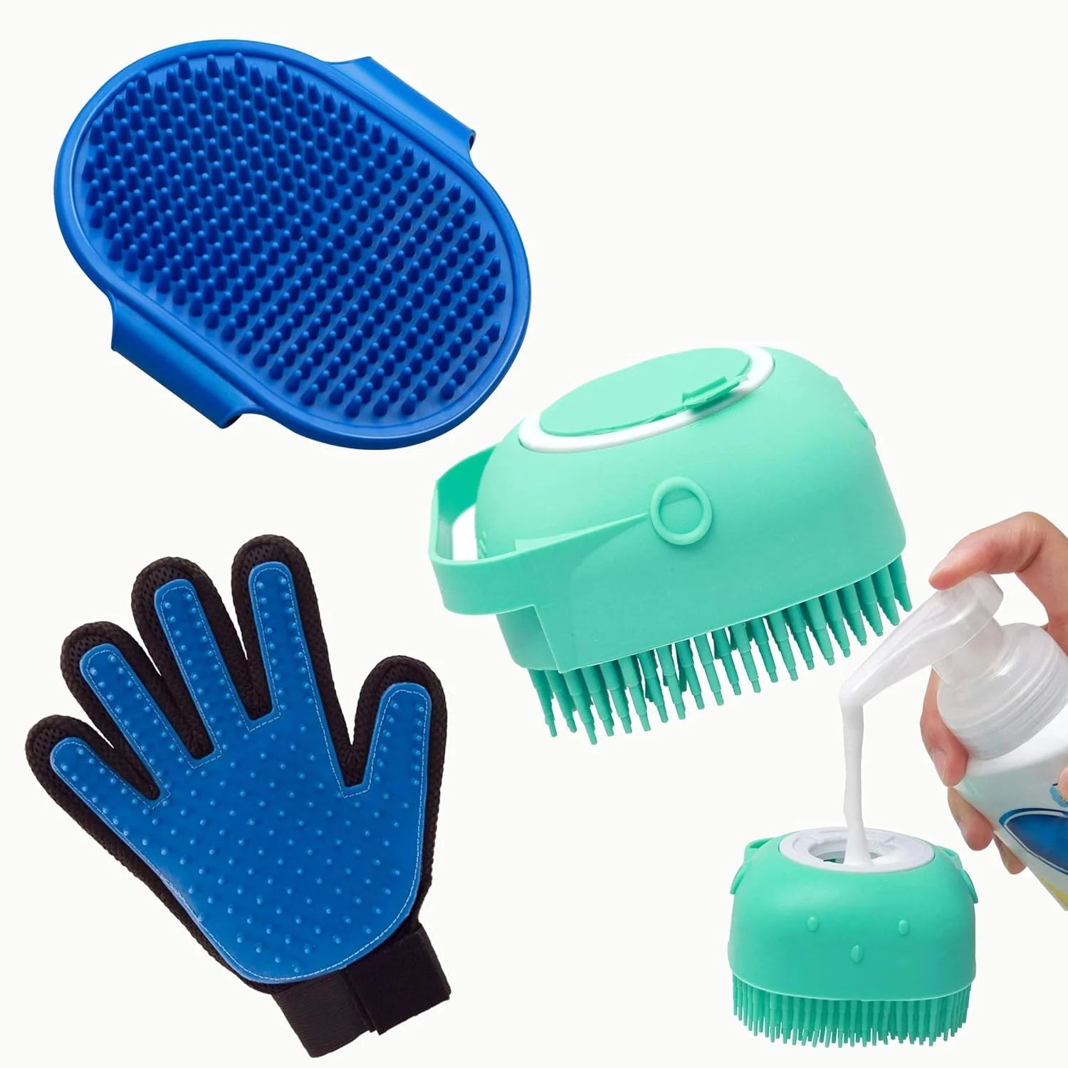 Pawington Dog Hair Bath Brush Combo (Set of 3) - Multi-Colored
