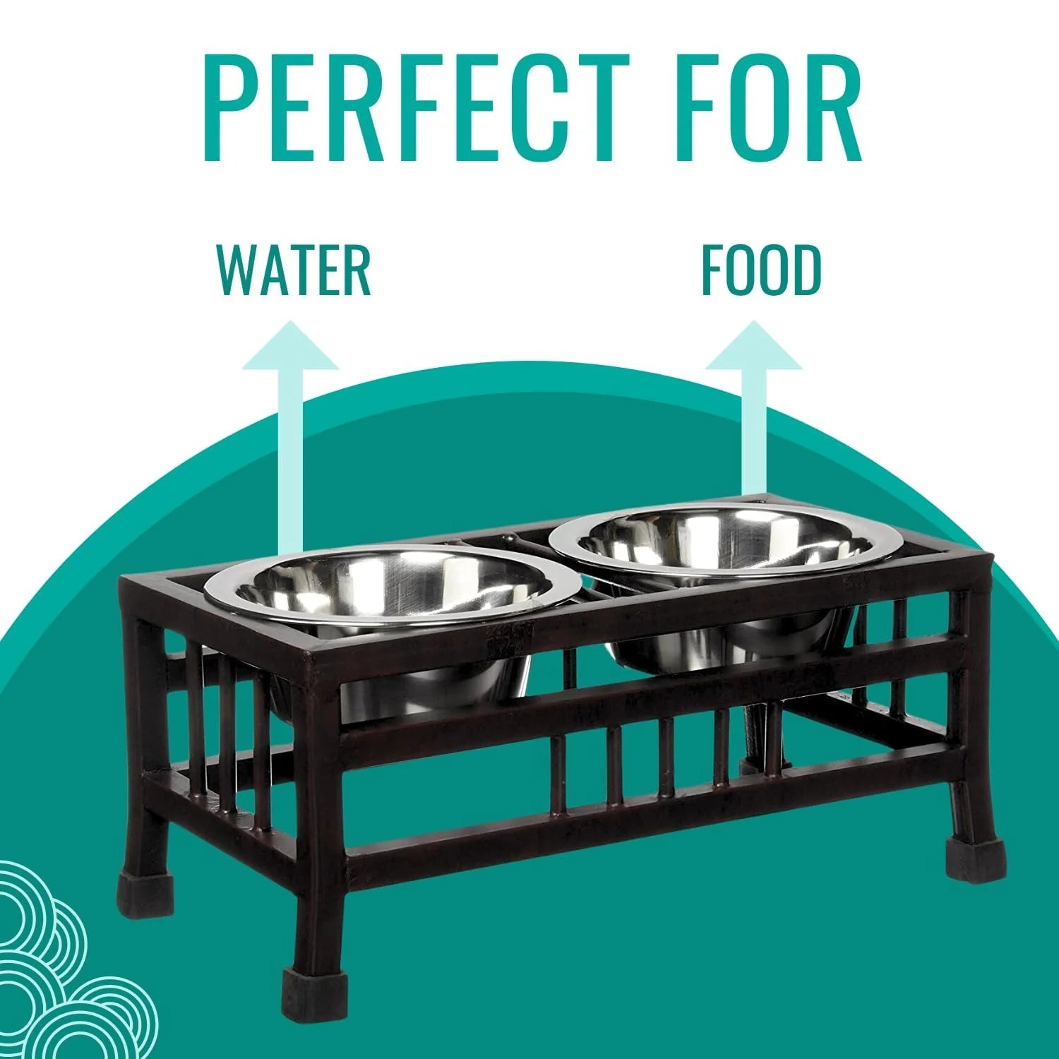 Pawington Wrought Iron Pet Bowl Stand for Dogs (350ml) - Black