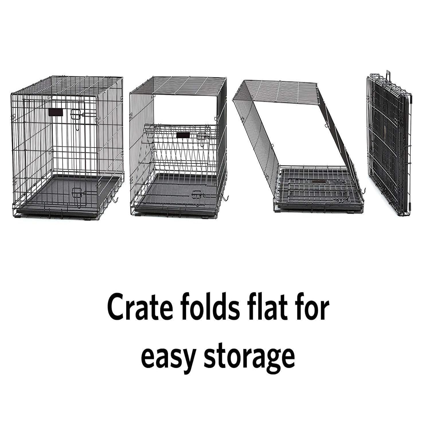 Pawington Foldable Portable Double Door Metal Dog Cage - Black