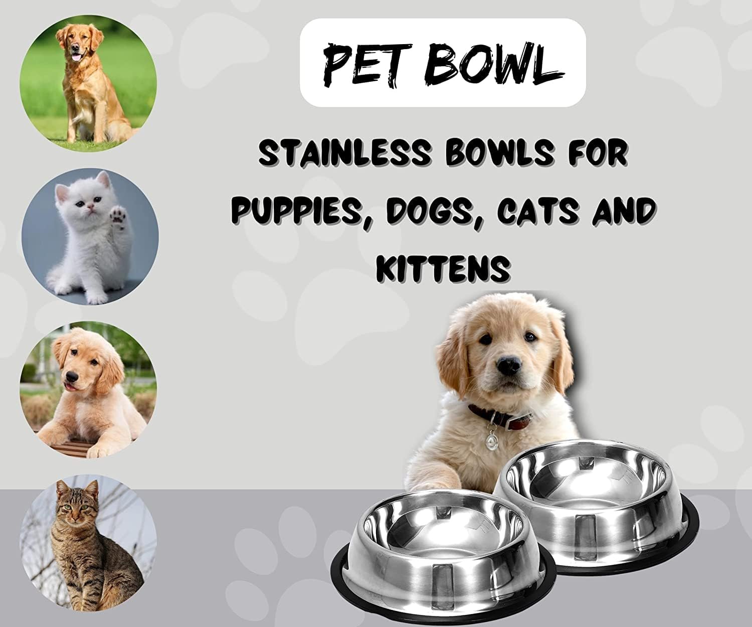 Pawington Stainless Steel Pet Feeding Bowl 200ml - Silver
