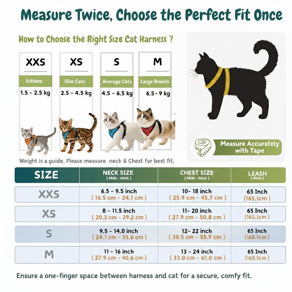 Pawington Adjustable Harness and Leash Set for Cats - Black