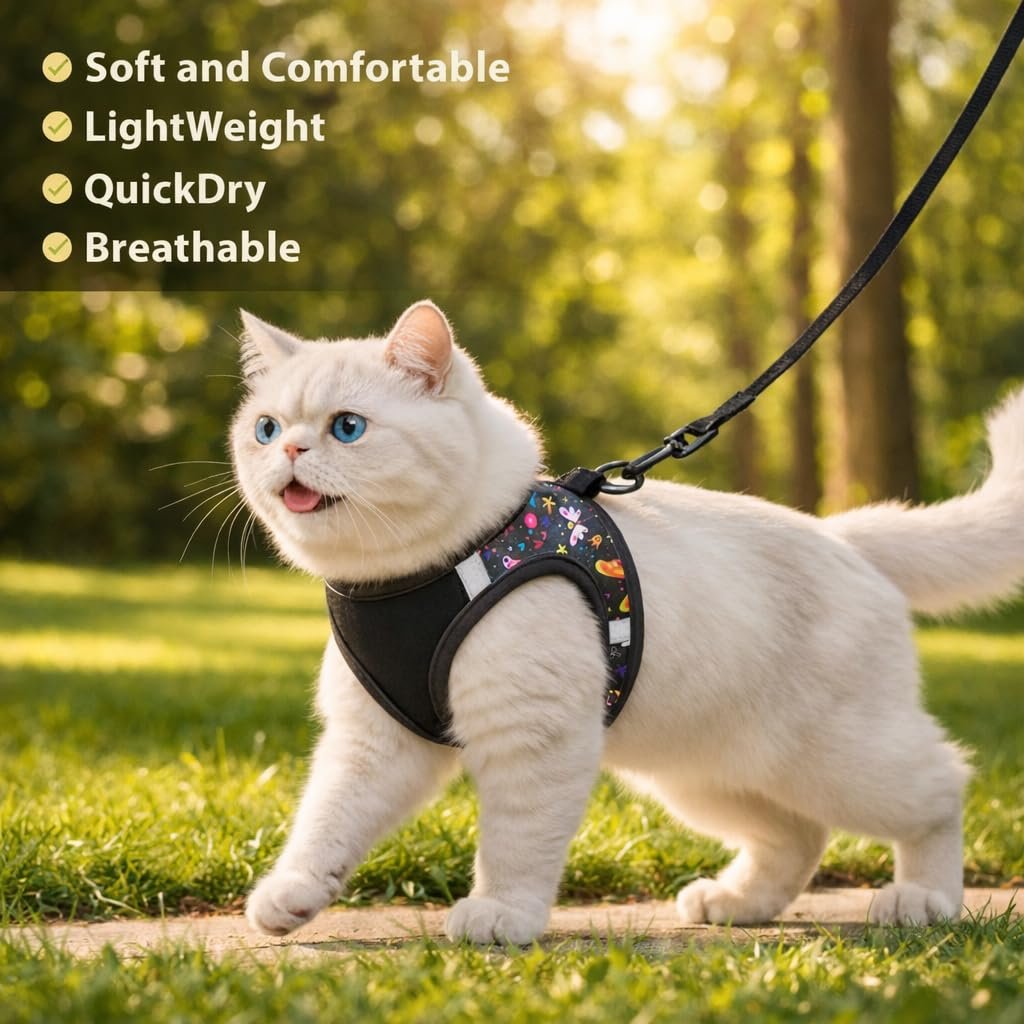 Pawington Durable & Comfortable Cat Leash with Harness - Black
