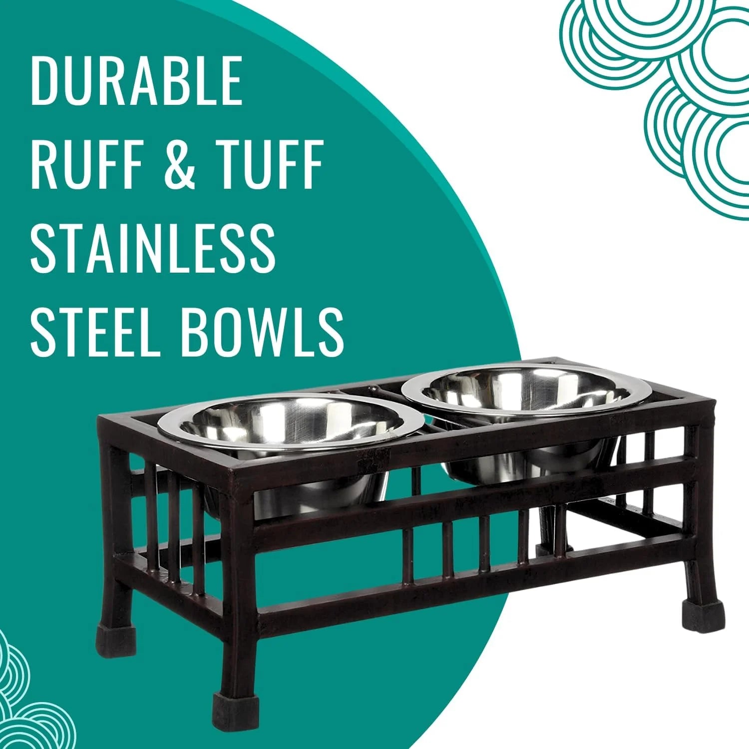 Pawington Wrought Iron Pet Bowl Stand for Dogs (350ml) - Black