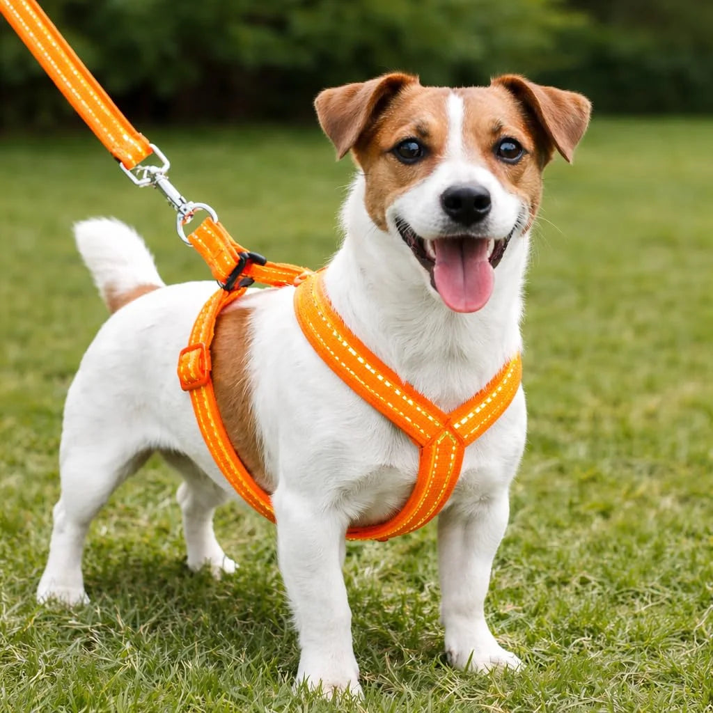 Pawington Reflective No Pull Dog Harness and Leash Set - Orange