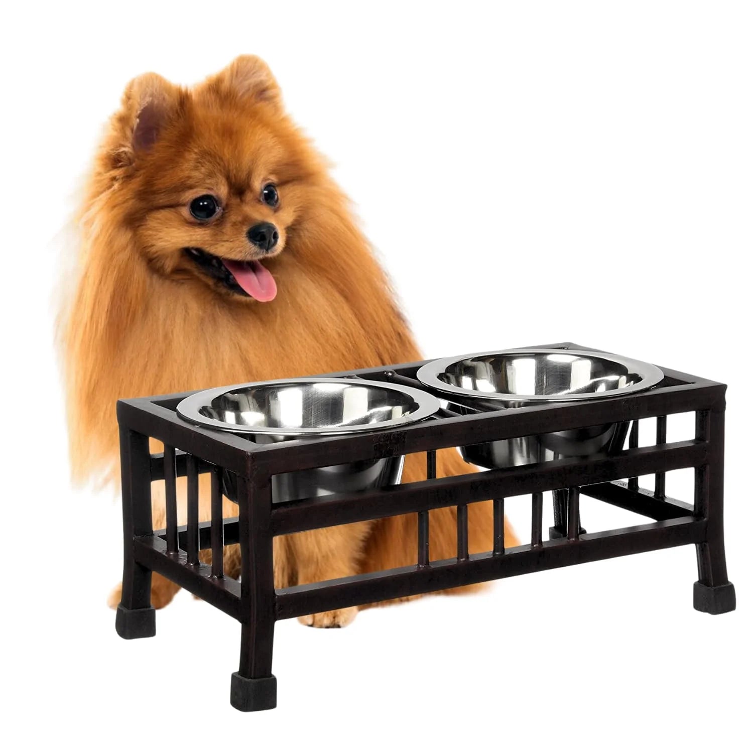 Pawington Wrought Iron Pet Bowl Stand for Dogs (350ml) - Black