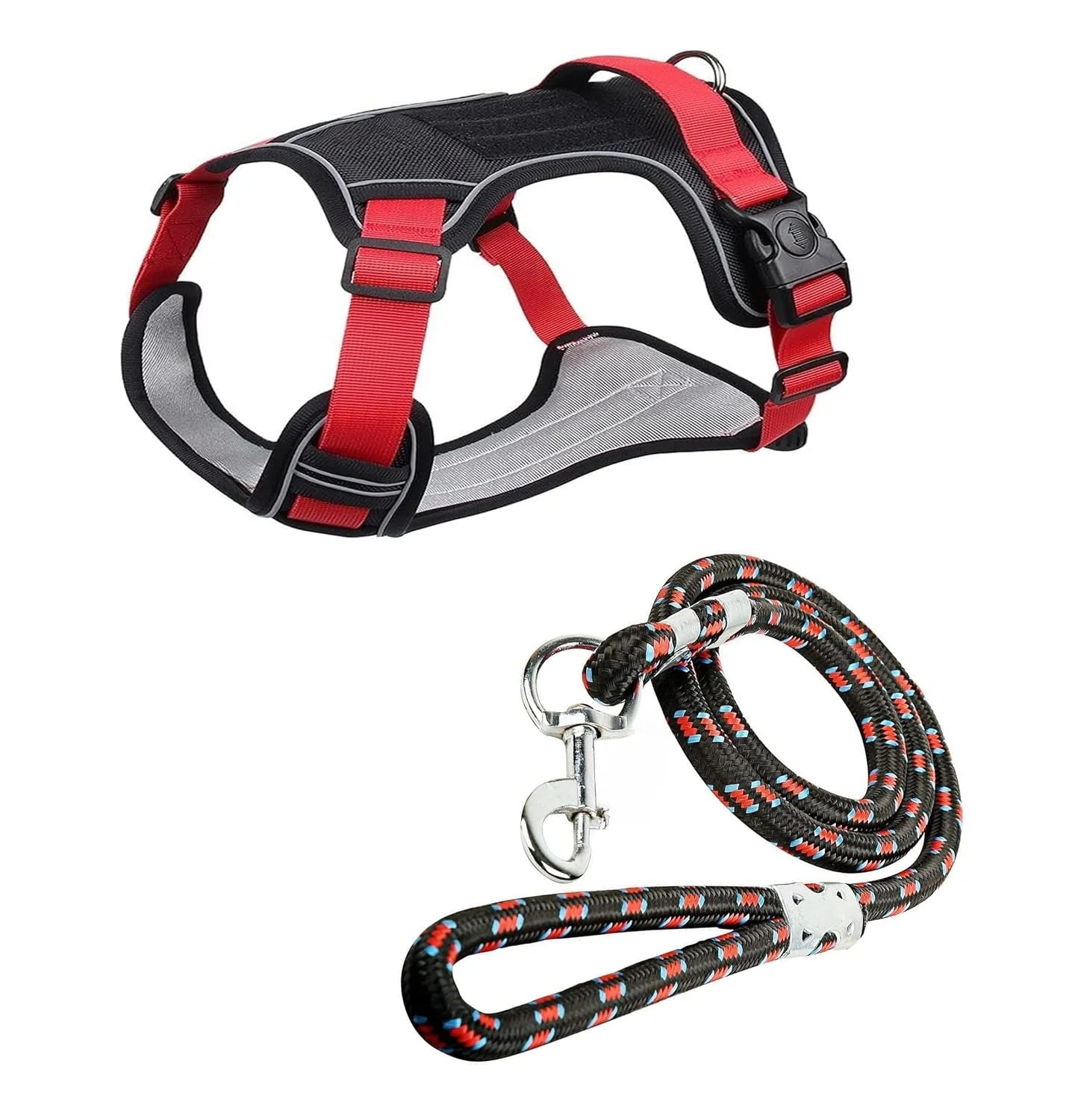 Pawington Reflective No Pull Dog Harness & Leash Set XL (22-45Kg) - Black/Red