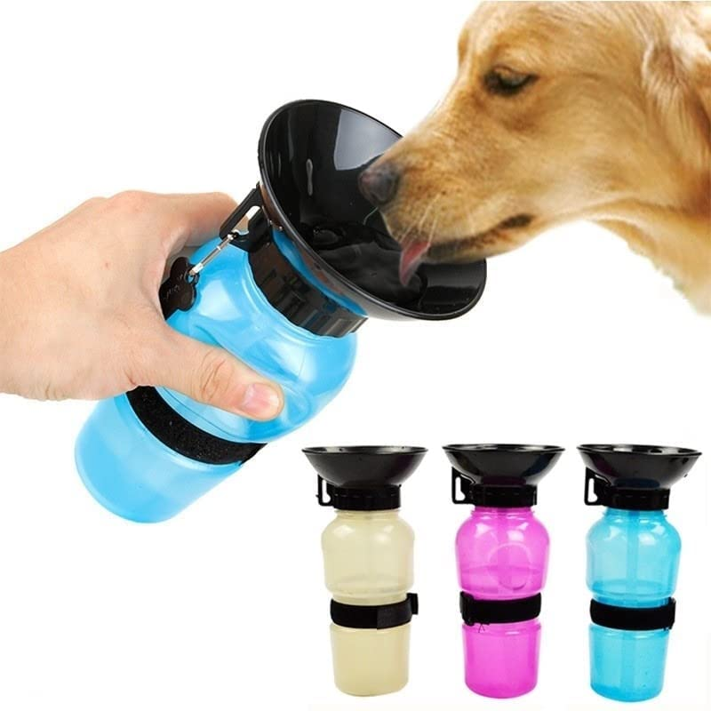 Portable Pet Aqua Bottle - Blue with dog drinking