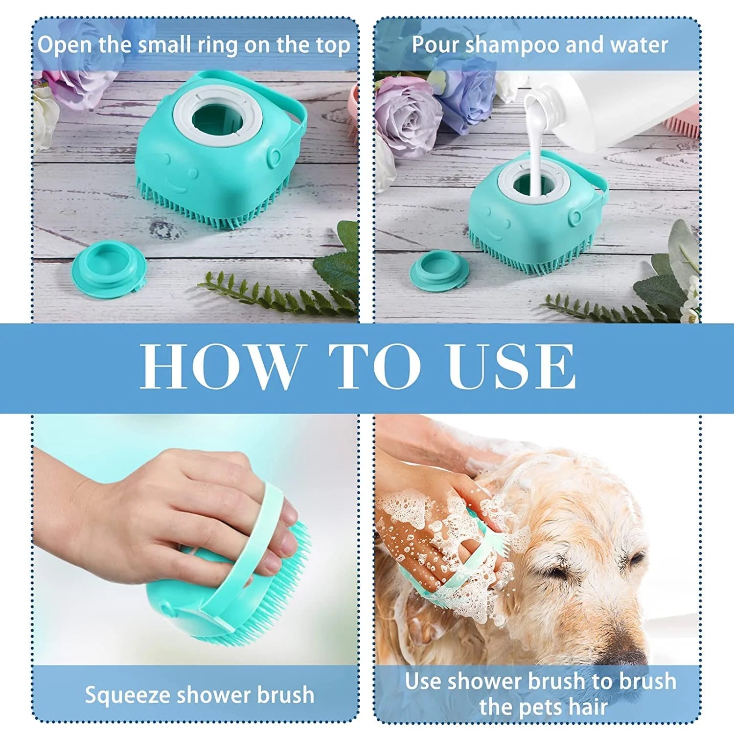 Pawington Dog Hair Bath Brush Combo (Set of 3) - Multi-Colored