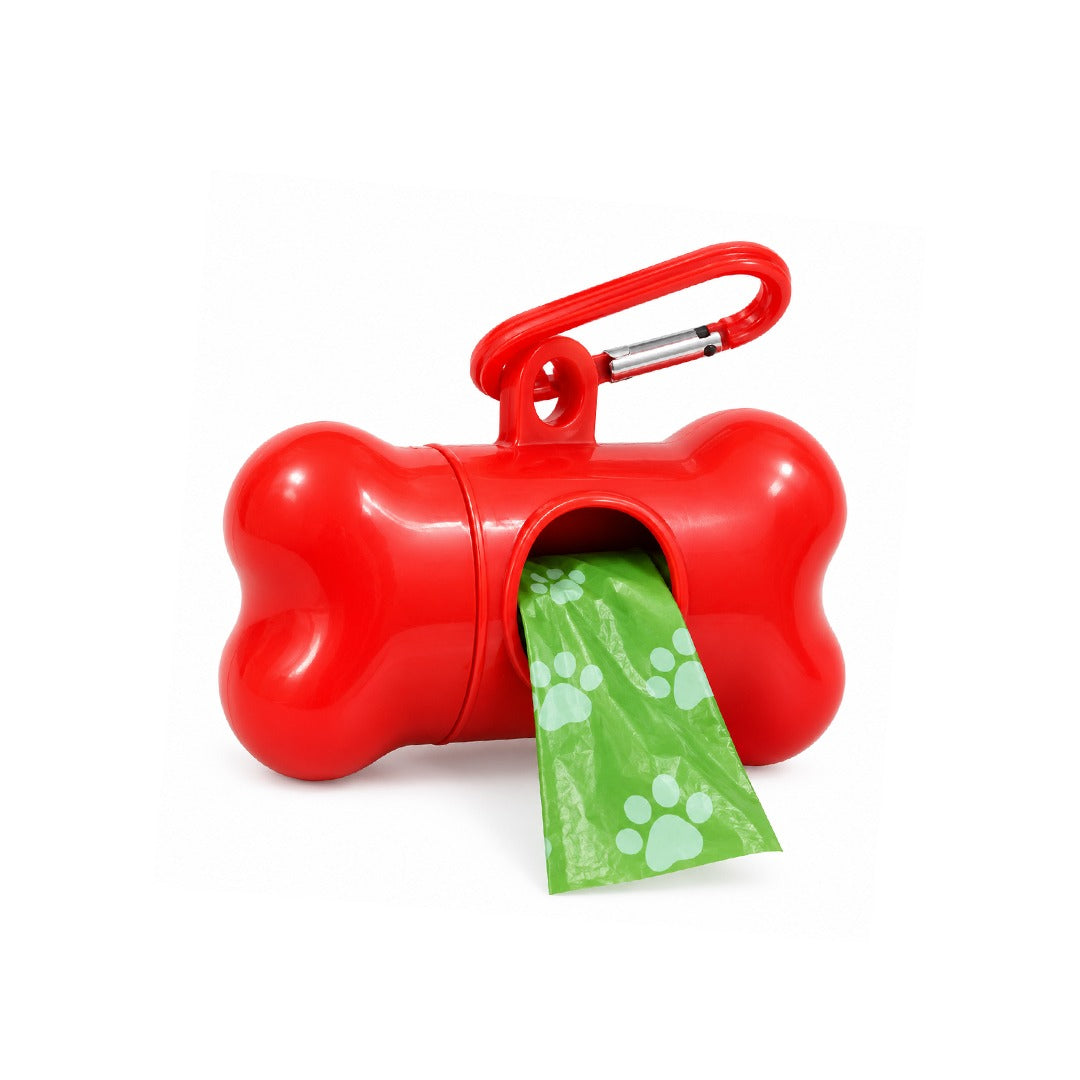 Green pet waste bag roll with paw print pattern